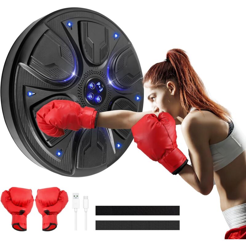 foto del prodotto macchina elettronica per boxe musicale, macchina per boxe intelligente bluetooth, bersaglio per boxe montato a parete, attrezzatura per allenamento
