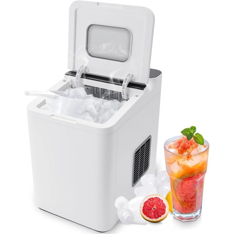foto del prodotto macchina ghiaccio 12 15kg 24 ore, 9 cubetti di ghiaccio in 6 13 minuti, pannello di controllo touch e autopulizia, ideale per casa ufficio ristorante