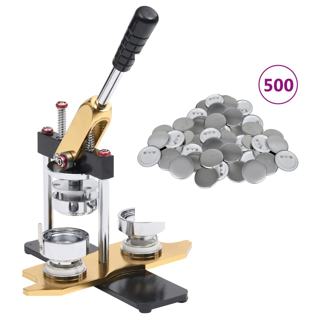 foto del prodotto macchina per badge con 500 set a spilla 37 mm punzone rotativo vidaxl