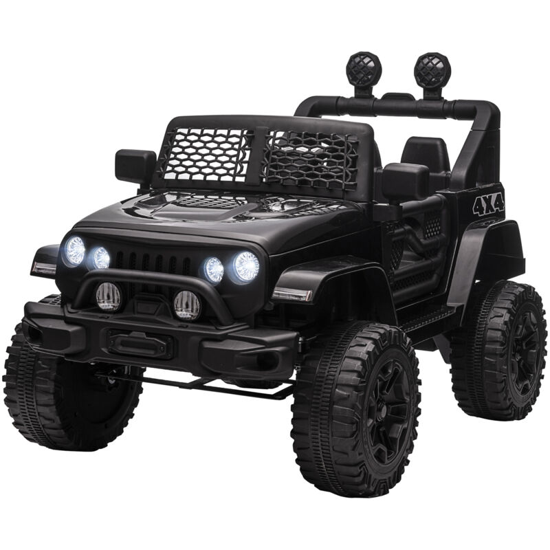foto del prodotto macchina per bambini elettrica 12v con guida manuale e telecomando nero homcom