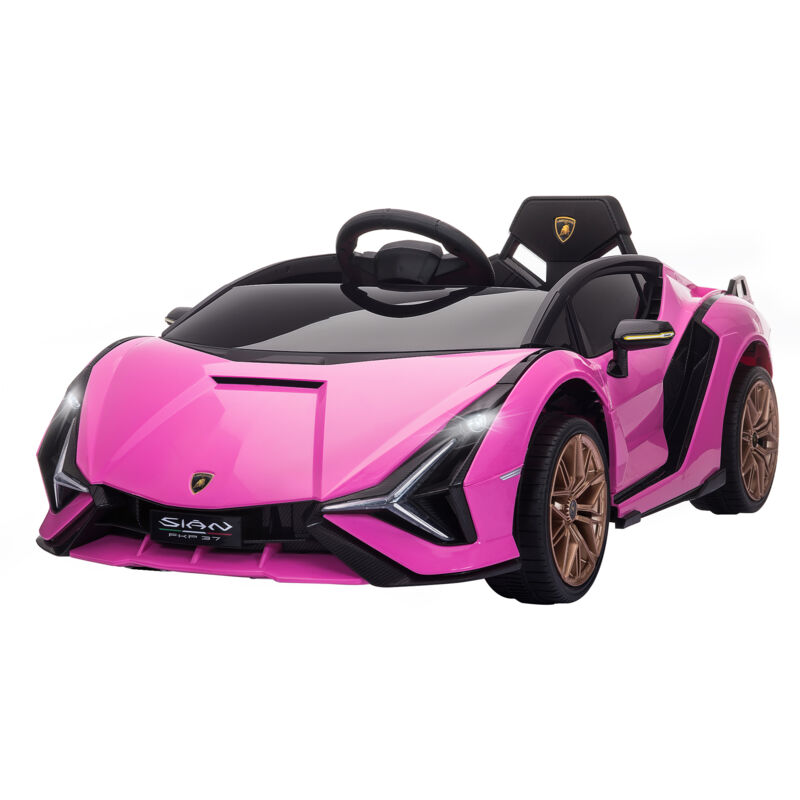 foto del prodotto macchina per bambini elettrica lamborghini 12v con telecomando rosa homcom