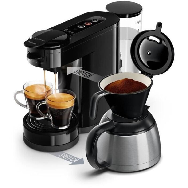 foto del prodotto macchina per caffè a cialda - philips - senseo switch hd6592/65 - nero intenso
