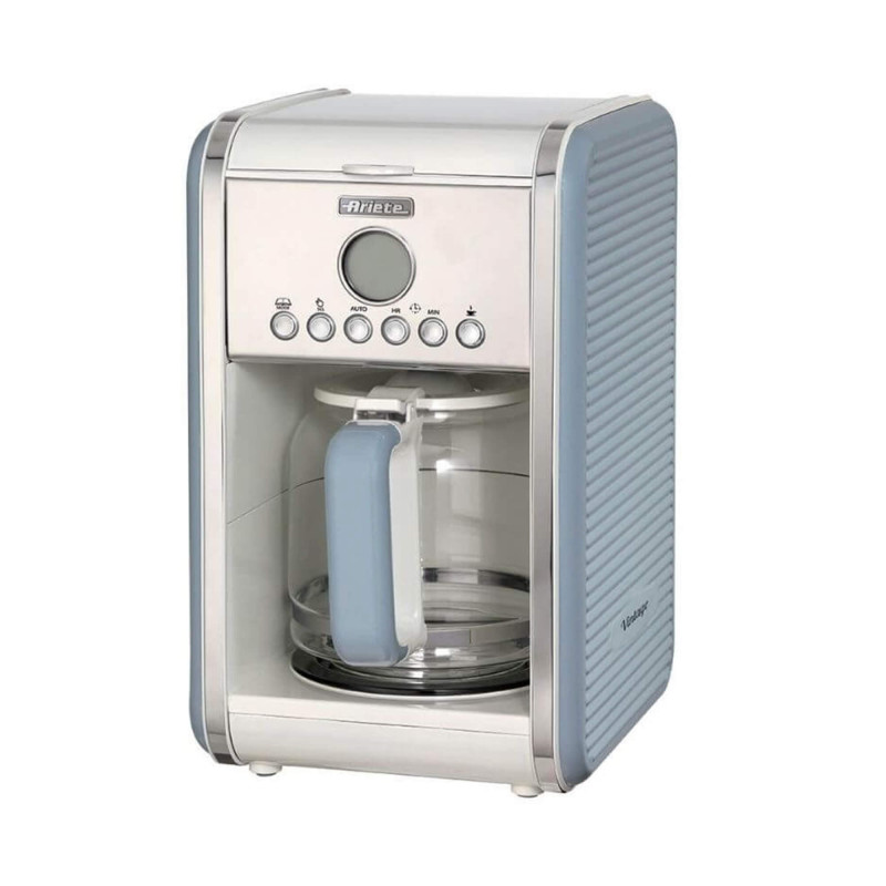 foto del prodotto macchina per caff americano 12 tazze caraffa in vetro programmazione 24h autospegnimento 2000w celeste