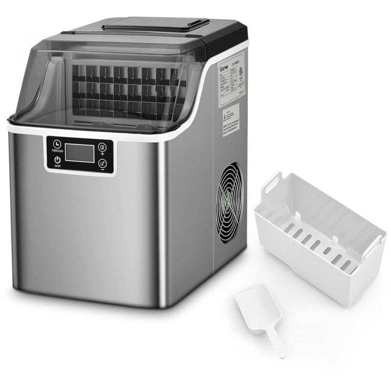 foto del prodotto macchina per cubetti di ghiaccio, capacit 18 kg 24 ore, durata 15 20 min con timer 1 24 ore, serbatoio d acqua 3,2l, stoccaggio ghiaccio 1,2 kg,