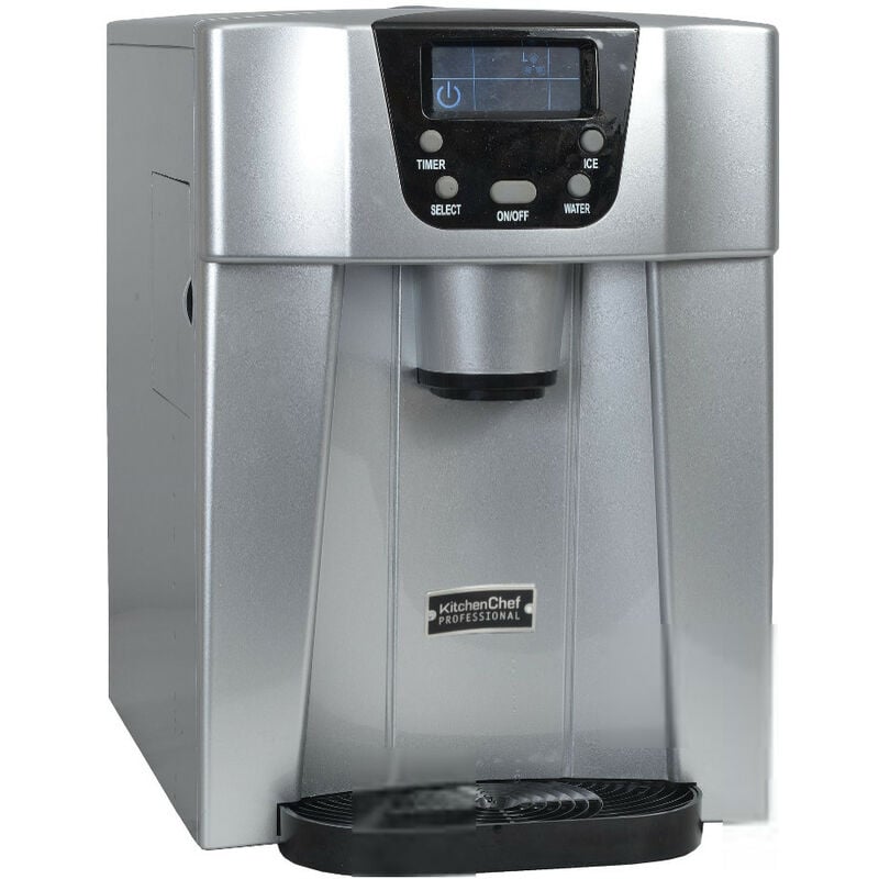 foto del prodotto macchina per cubetti di ghiaccio da 140 w 12 kg 24 ore e distributore di acqua argento hzb12eau kitchen chef