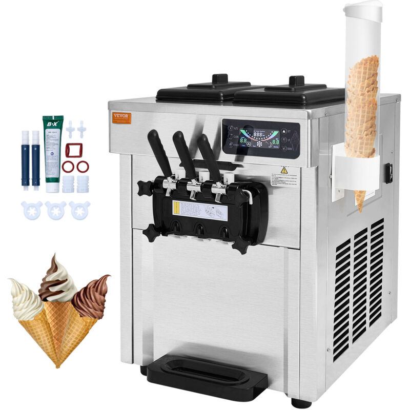 foto del prodotto macchina per gelato commerciale 18 28 l h 3 gusti, macchina per gelato capienza 2x5,5 l tramoggia, pannello lcd, pulizia automatica di