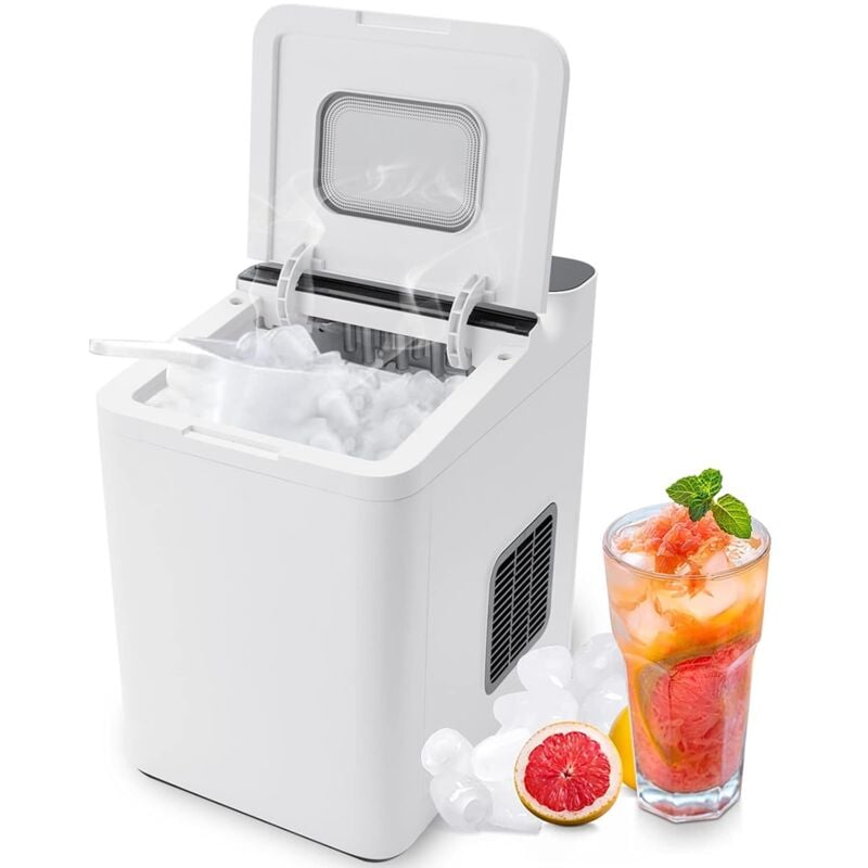 foto del prodotto macchina per ghiaccio, schermo lcd touch screen, rivestimento in vetro temperato, silenziosa, macchina professionale per cubetti di ghiaccio, 31,7 x