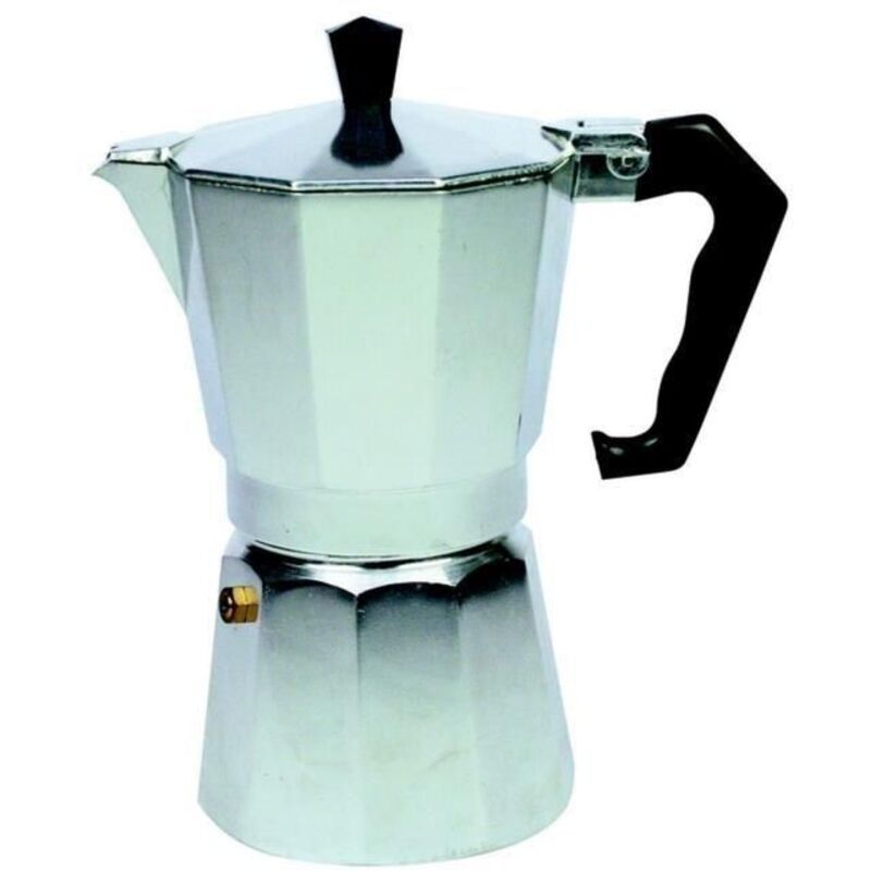 foto del prodotto macchina per il caffè in alluminio argentato con piano in vetroceramica da 9 litri. monix