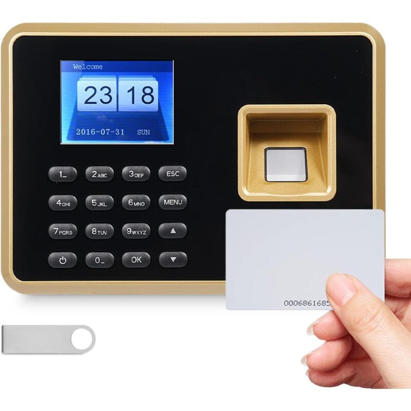 foto del prodotto macchina per la rilevazione delle presenze dei dipendenti, supporto per orologio marcatempo 1000 impronte digitali, 1000 password, 1000 tessere