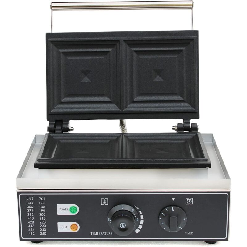 foto del prodotto macchina per panini commerciali, waffle maker sandwich maker 1500 w controllo della temperatura regolabile rettangolo con 2 fette rivestimento