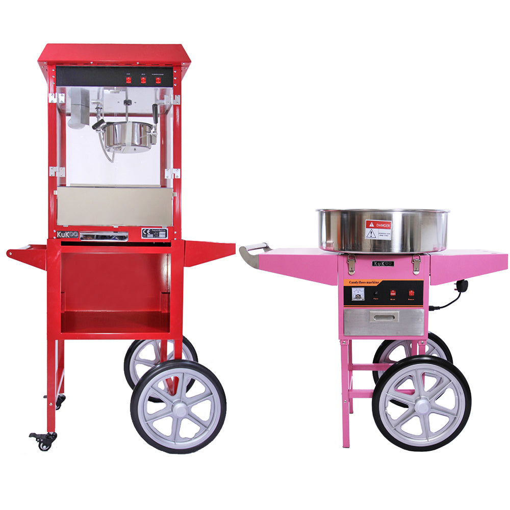 foto del prodotto macchina per popcorn amp macchina per zucchero filato professionali con carrellino