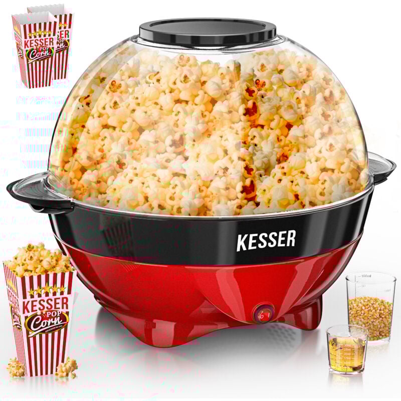 foto del prodotto macchina per popcorn kesser macchina per popcorn da 800 w grande capacit 5,5 l, rivestimento antiaderente, coperchio e ciotola di servizio, per