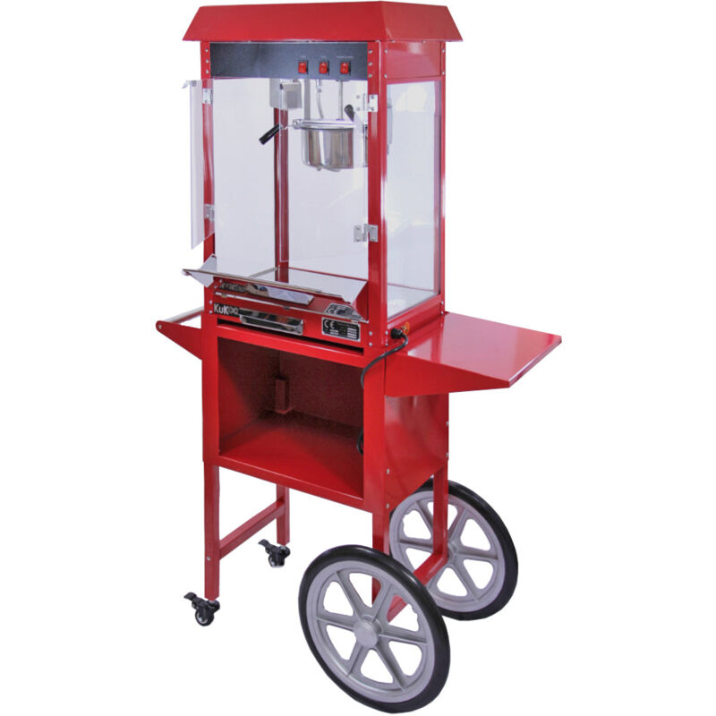 foto del prodotto macchina per popcorn professionale macchinetta pop corn in acciaio inossidabile con macchina pop corn con carrello potenza 1370w