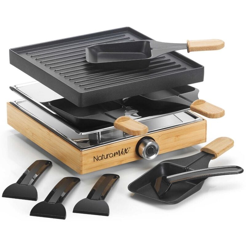 foto del prodotto macchina per raclette per 4 persone 750w grill racwood4 naturamix