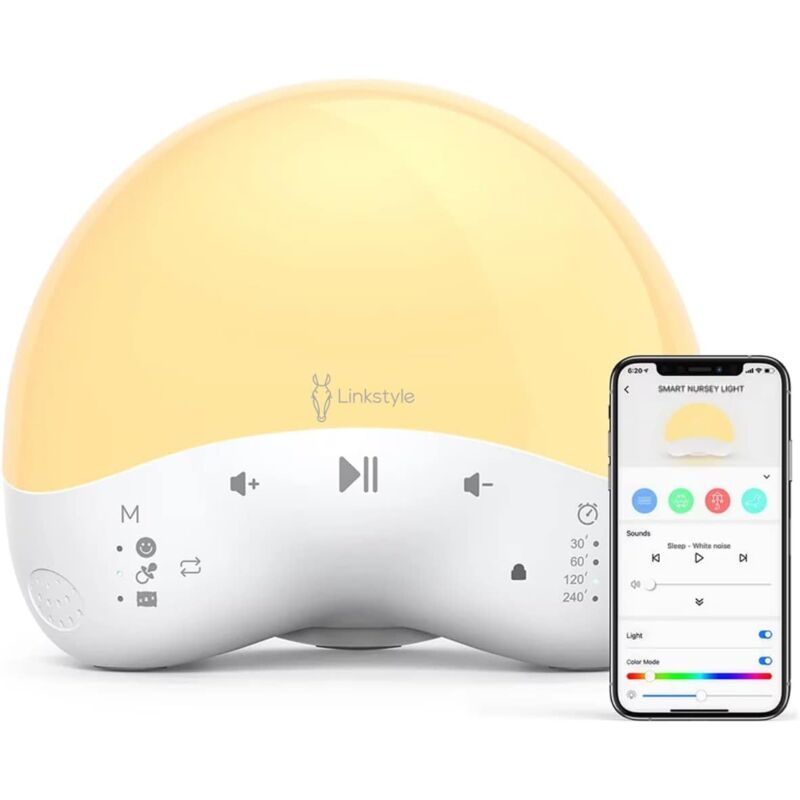 foto del prodotto macchina per rumore bianco, 25 suoni rilassanti per dormire con 10 luci notturne colorate per neonati, luminosit regolabile con app e comandi vocali