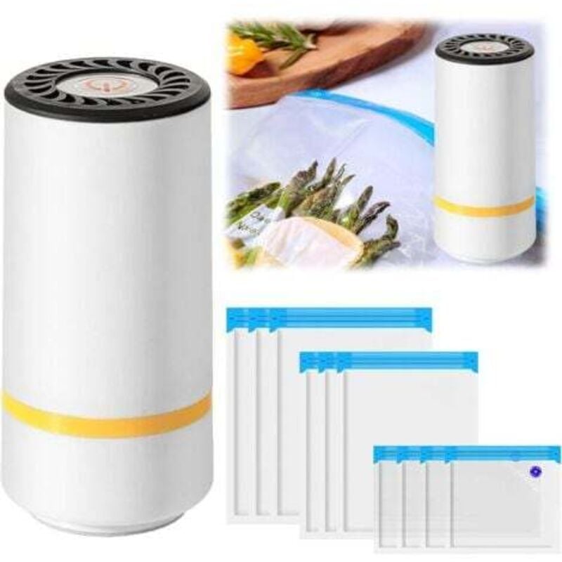 foto del prodotto macchina per sottovuoto alimentare, mini macchina per sottovuoto, dispositivo per sottovuoto da cucina con 10 sacchetti per sottovuoto lablanc