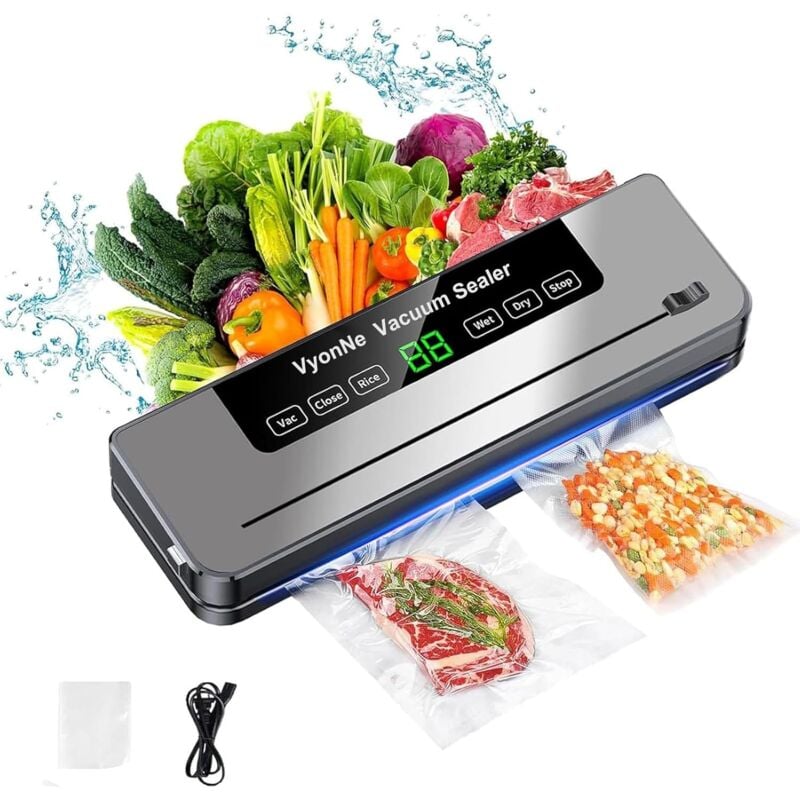 foto del prodotto macchina per sottovuoto, conservatrice di alimenti completamente automatica con indicatore led, sigillatrice per alimenti umidi secchi con taglierina
