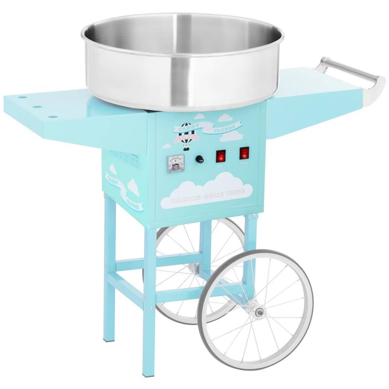 foto del prodotto macchina per zucchero filato carrello candy floss acciaio inox 52 cm turchese