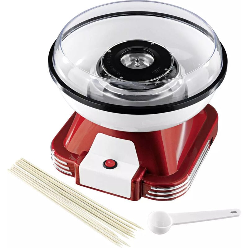 foto del prodotto macchina zucchero filato elettrica 500w, in acciaio e alluminio, perfetta per feste di compleanno e party per bambini. semplice da usare, ideale per