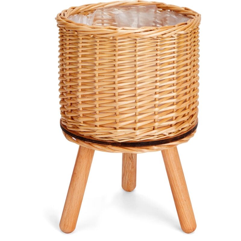 foto del prodotto maceta sobretiesto grande jardinera interior tiesto juego cesto madera trenzada natura, 2pcs set design 6 paco home