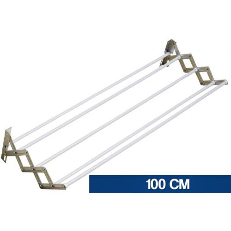foto del prodotto machieraldo - stendibiancheria a pantografo da muro estensibile in acciaio con stecche plastificate ultra resistenti - 100 cm