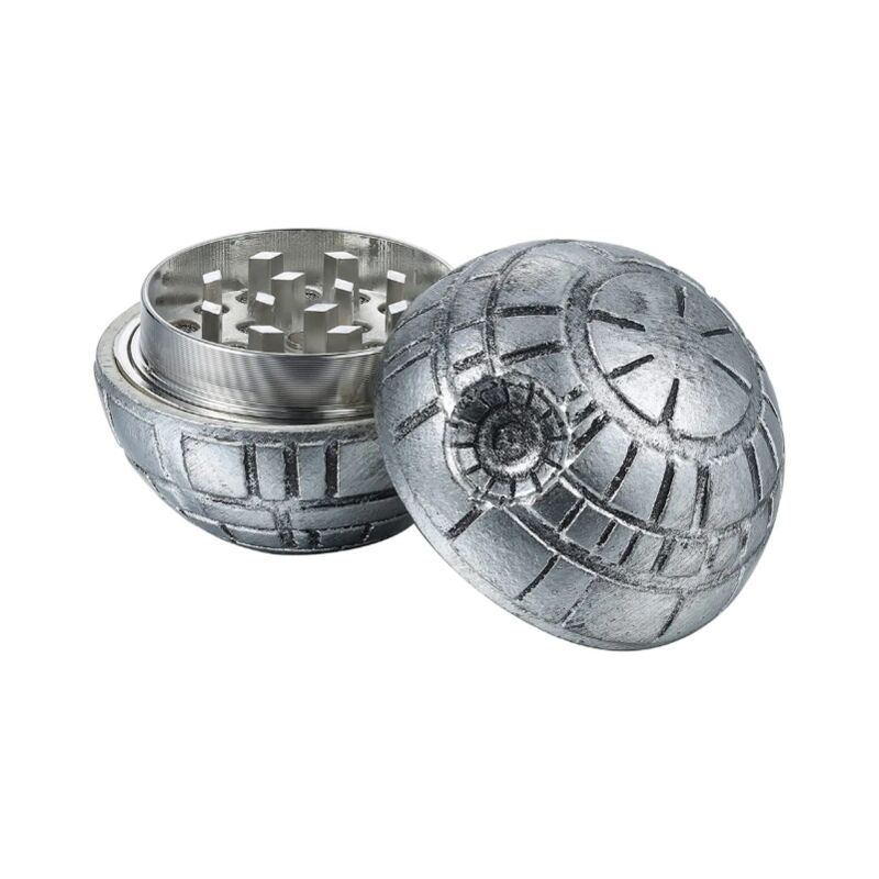 foto del prodotto macina spezie star wars, macina erbe spespo con raccoglitore di polline, 5 cm, realizzato in resistente lega di zinco, per erbe, polline e fiori,