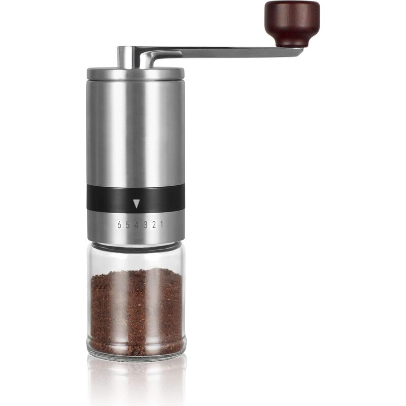 foto del prodotto macinacaff manuale con macinatura regolabile macinatura veloce portatile, impostazioni di grana multiple, per gli amanti del caff 