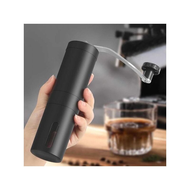 foto del prodotto macinacaffè manuale professionale in acciaio inox con dimensione della macinatura regolabile nero
