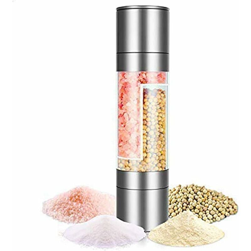 foto del prodotto macinapepe macinapepe sale pepe, 2 in 1 manuale acciaio inox pepe e macina spezie shaker interno ceramica