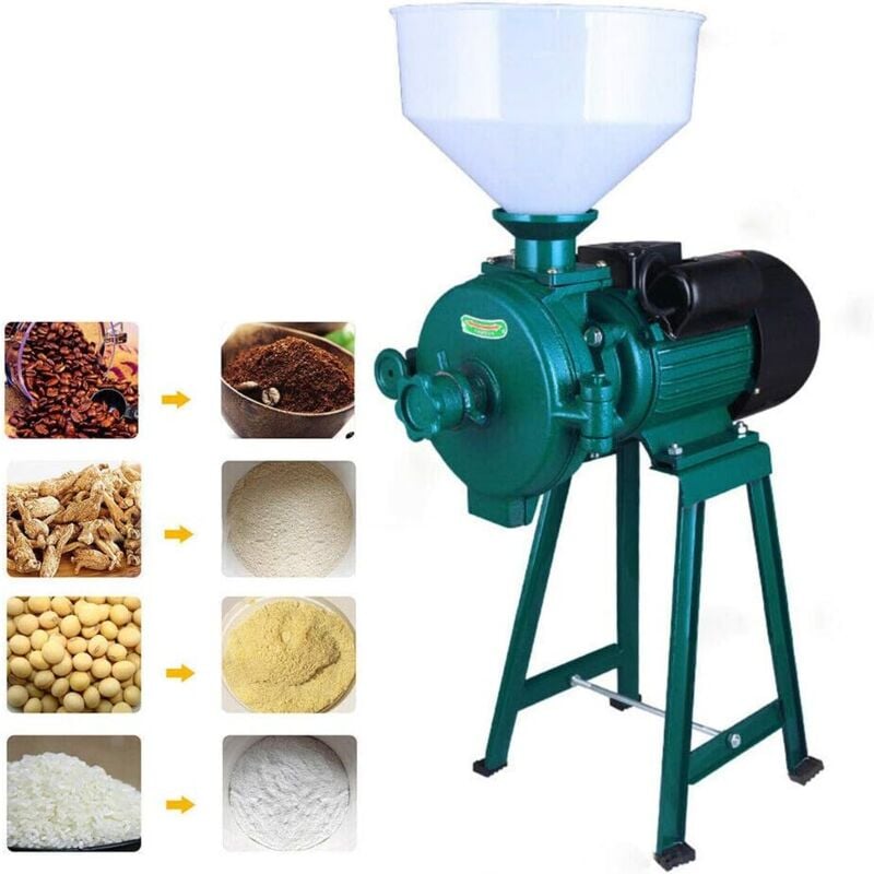 foto del prodotto macinino elettrico per alimenti commerciali, macinino per erbe aromatiche, con imbuto, per grano, polvere secca, riso e mais , con potenza di 1500