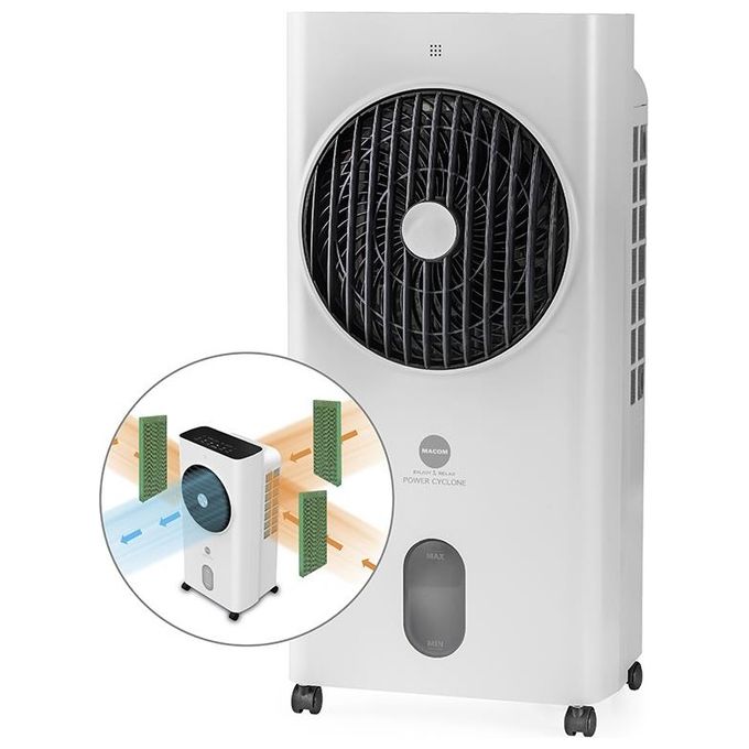 foto del prodotto macom enjoy and relax 987 power cyclone raffrescatore portatile capacita 6 litri potenza 60 w touch control remote control bianco