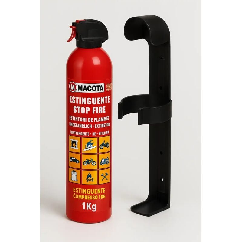 foto del prodotto macota estintore estinguente portatile 1 kg con supporto auto barca camper camino stufa