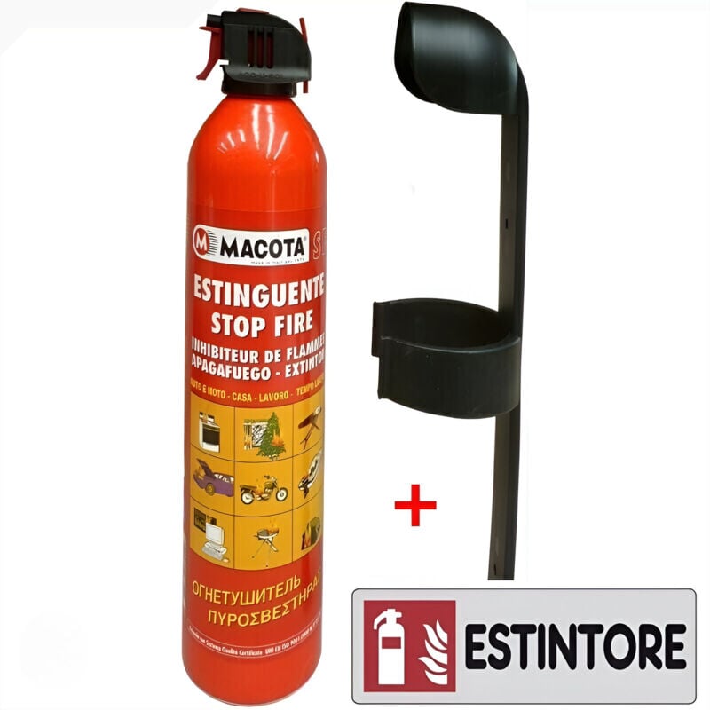 foto del prodotto macota estintore portatile con supporto auto barca camper camino stufa casa 1kg