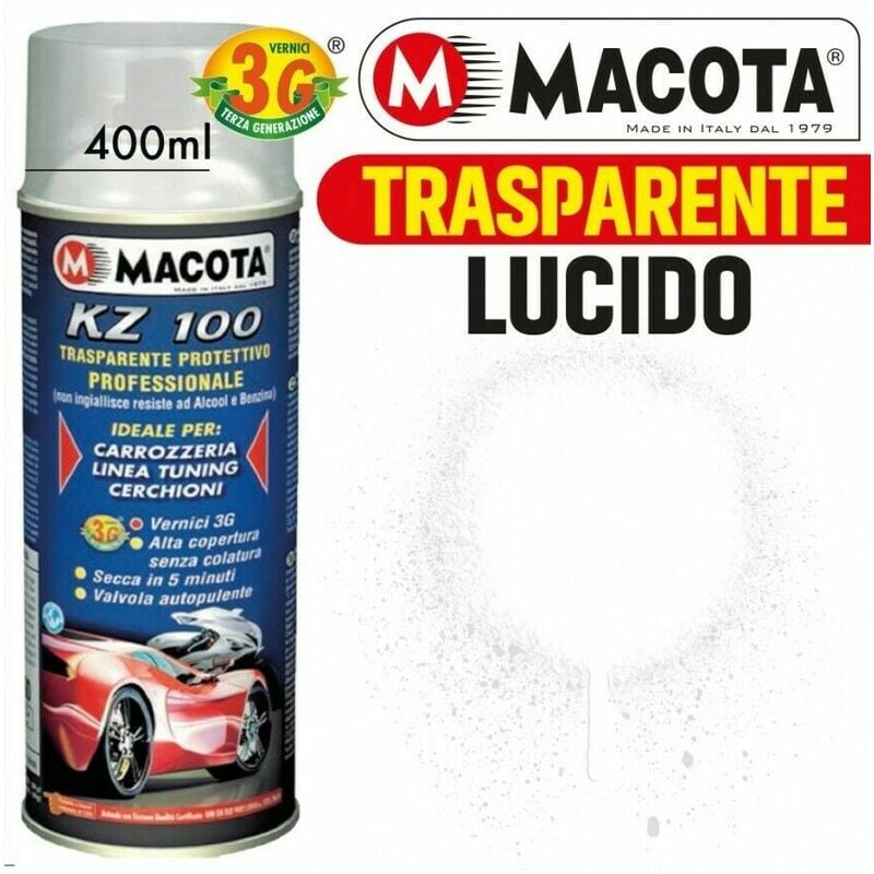 foto del prodotto macota kz100 trasparente protettivo professionale vernice spray 400ml modello trasparente lucido