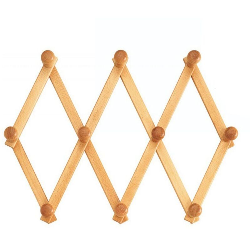 foto del prodotto made in italy appendiabiti da parete estensibile in legno con pomoli tondi 7 posti noce