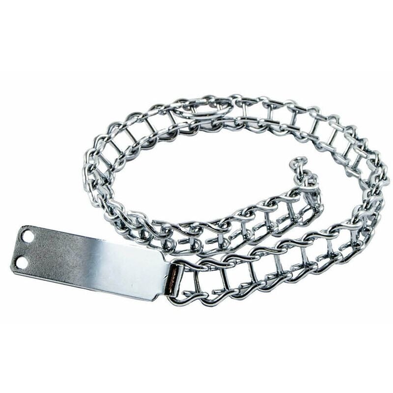 foto del prodotto made-in-italy - collare a scaletta in acciaio nichelato per cani con targhetta -50 cm