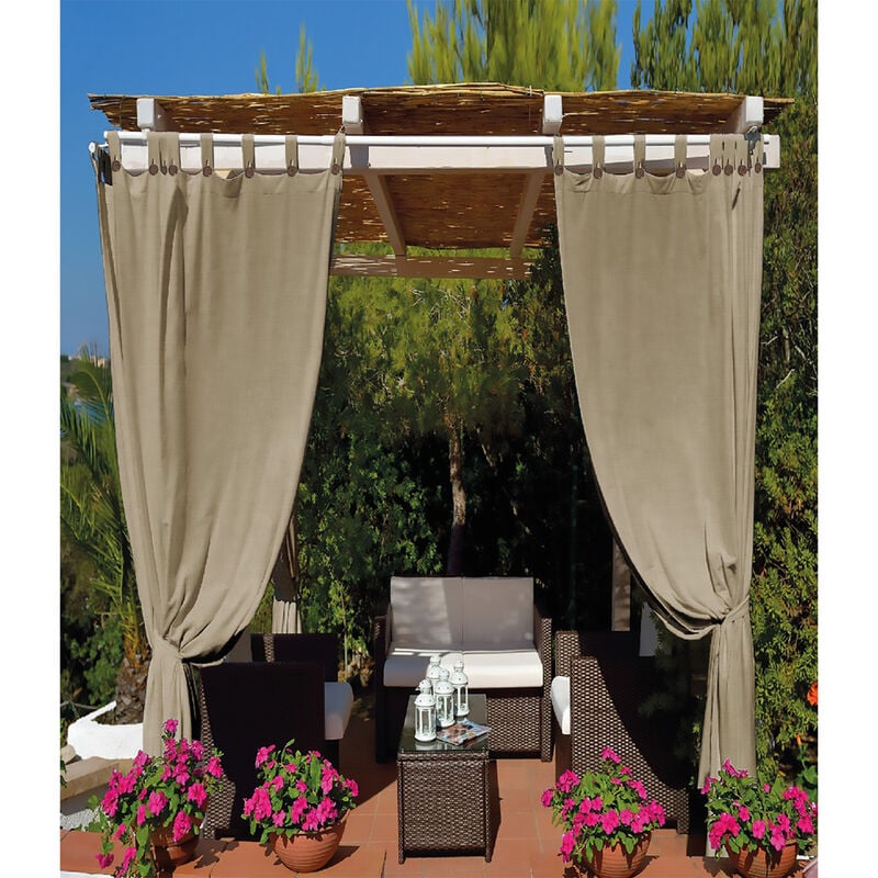 foto del prodotto made in italy tenda per gazebo con passanti e bottoni tipo lux cm.140 x h.270 tortora