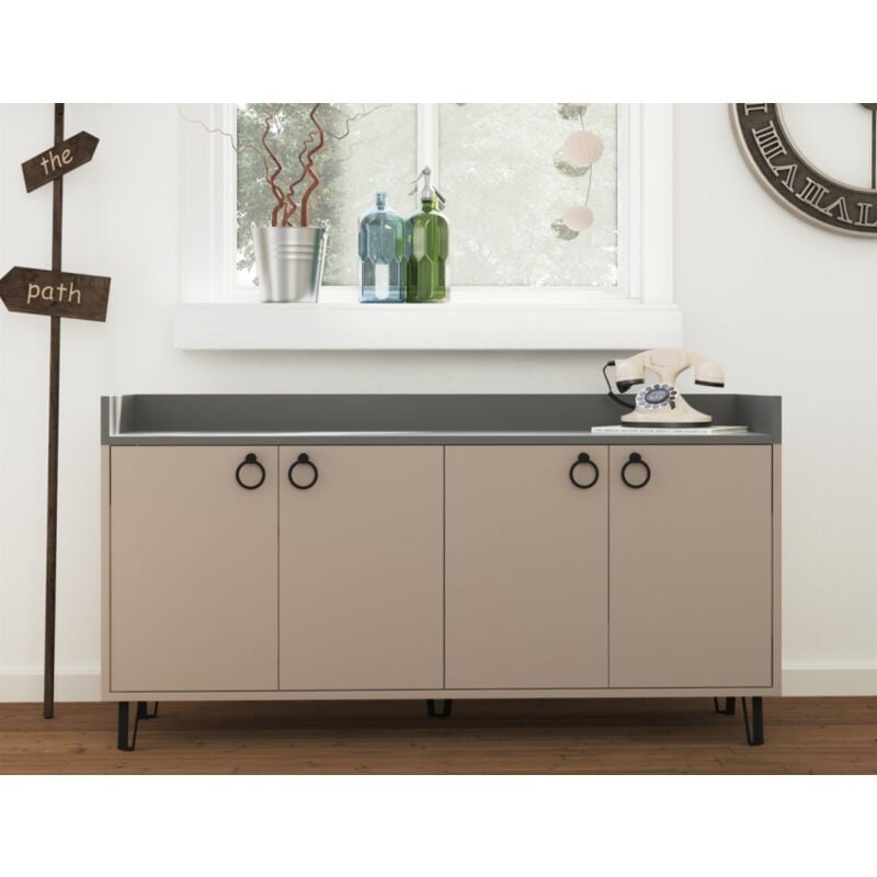 foto del prodotto madia 140x80 h cm moka chiaro e grigio antracite con quattro ante cerignola