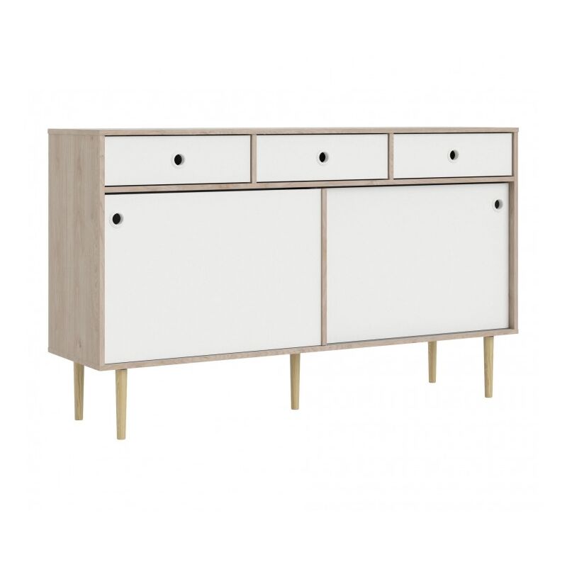 foto del prodotto madia 147x40 cm bianco opaco e rovere chiaro siena