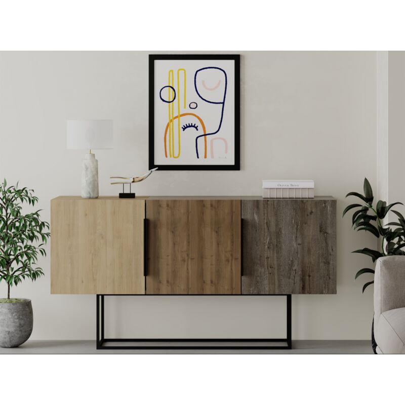 foto del prodotto madia 150x79,5 h cm rovere chiaro, rovere scuro, caff scuro con tre ante trivento