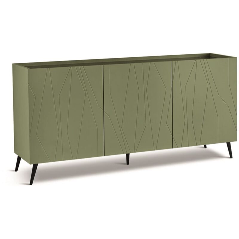 foto del prodotto madia 160 cm in legno verde 3 ante con top vetro e 5 piedini tigua
