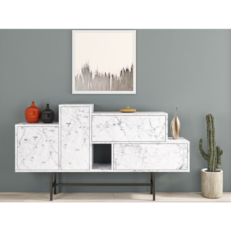 foto del prodotto madia 160x90 h cm effetto marmo carrara con due ante e due cassetti ururi