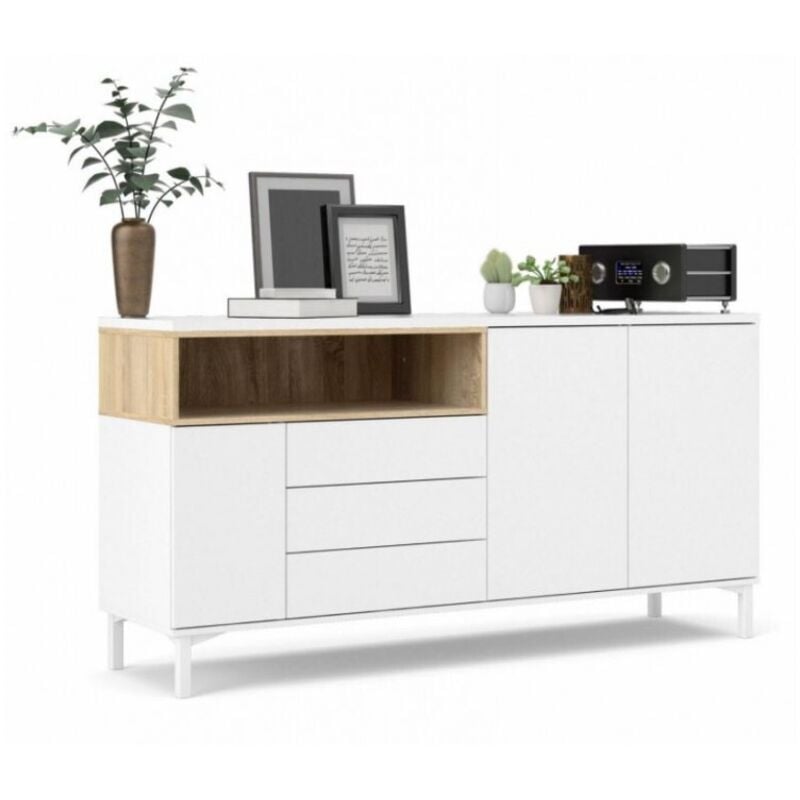 foto del prodotto madia 175 x 89 cm bianco opaco e rovere fidenza