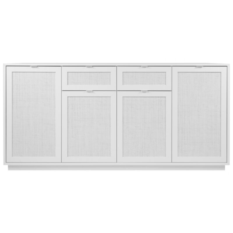 foto del prodotto madia 180x40 cm bianco opaco con quattro ante e due cassetti effetto vimini sulmona
