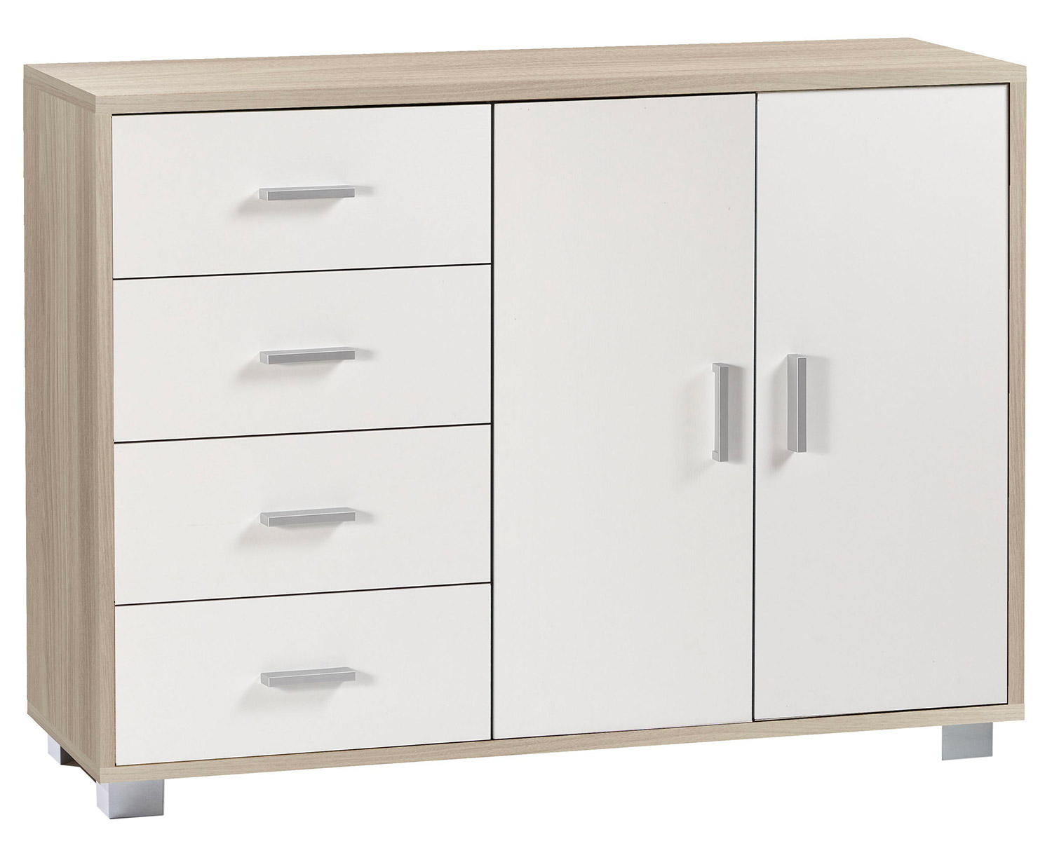 foto del prodotto madia 2 ante 4 cassetti 116x86x41 cm olmo chiaro/bianco fiammato