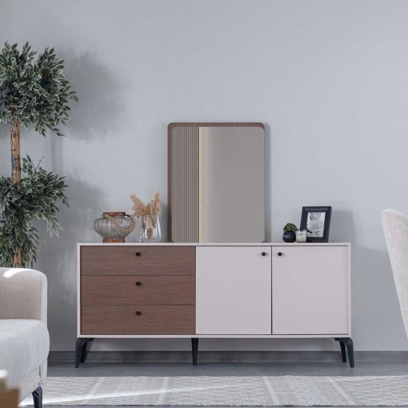 foto del prodotto madia 2 ante e 3 cassetti piedra colore beige e kaplan 173.3x45x79h