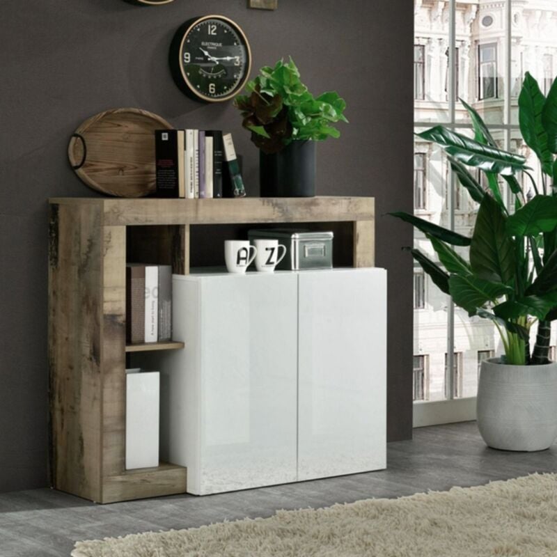 foto del prodotto madia 2 ante linea frame in bianco lucido e pero