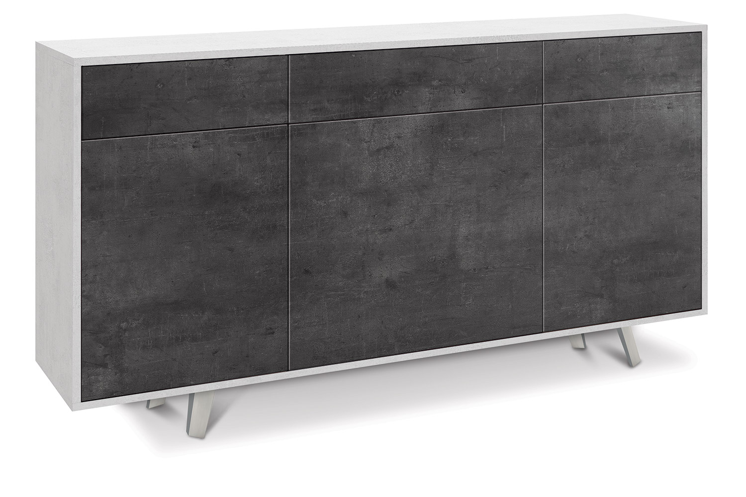 foto del prodotto madia 3 ante 3 cassetti 164x92x41 cm ossido bianco/ossido nero