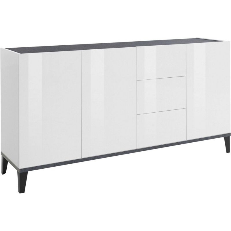 foto del prodotto madia 3 ante 3 cassetti per soggiorno moderna 160x40x82cm artemis colore bianco lucido ardesia