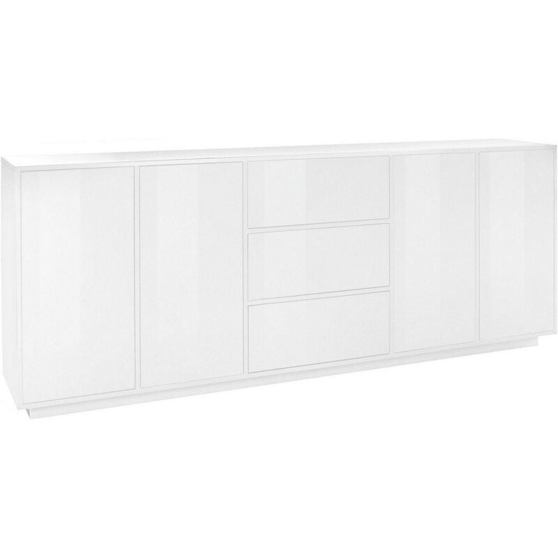 foto del prodotto madia 4 ante 2 cassetti per soggiorno moderna 220,1x41,4x86cm enigma colore bianco laccato